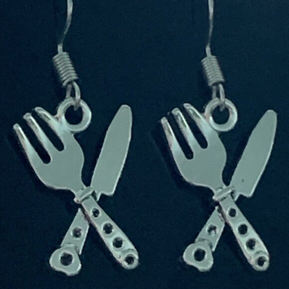 Knife Earring, Fork Earring, Utensil Earring, Chef Earring, Cook Earring, Gift - Picture 1 of 6